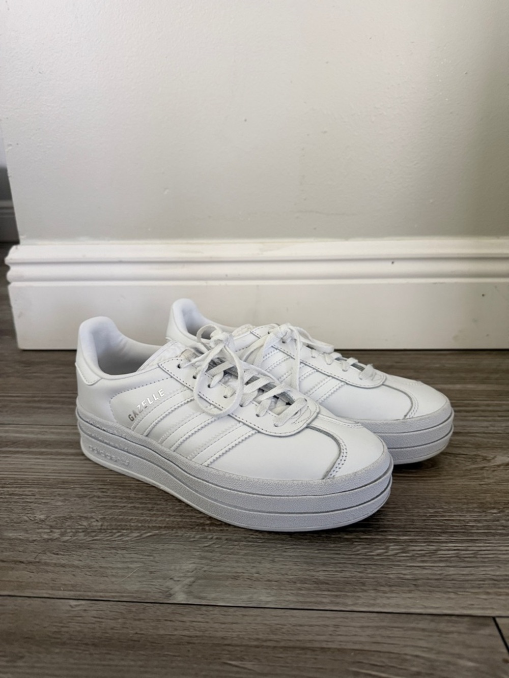 White Adidas Gazelles